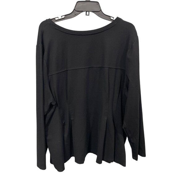 Lane Bryant Pleated Long Sleeve Top Womens 26/28 Black Rayon Blend Minimalist - Picture 2 of 6
